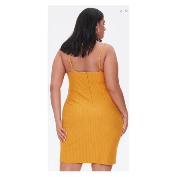 F21 Pin Stripe Yellow/Gold/cream Minidress 0X - Picture 3 of 6